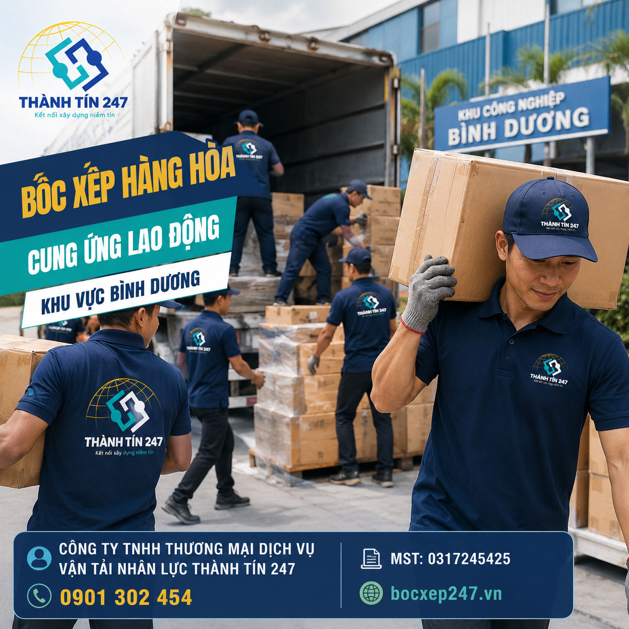 Bốc xếp hàng hóa, cung ứng lao động khu vực Bình Dương