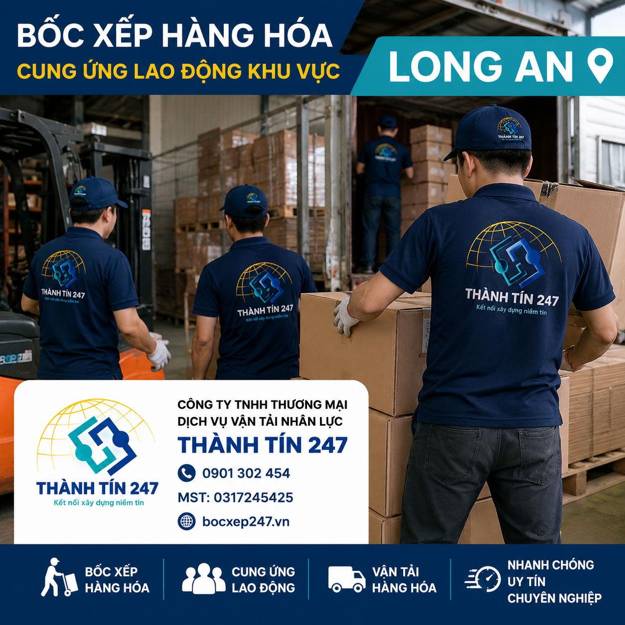Bốc xếp hàng hóa, cung ứng lao động khu vực Long An