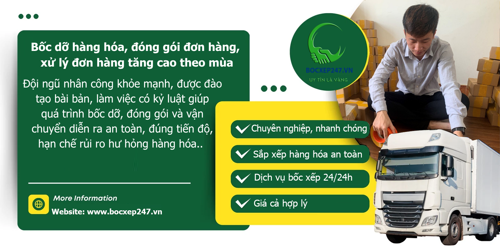 Bốc dỡ hàng hóa, đóng gói đơn hàng, xử lý đơn hàng tăng cao theo mùa