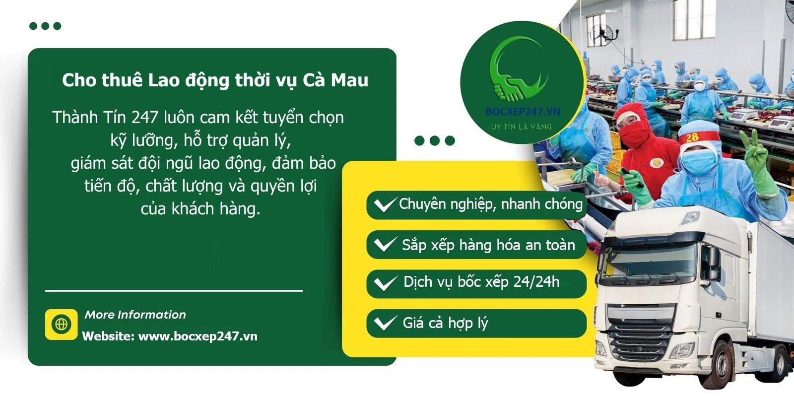 Bảng báo giá cho thuê Lao động thời vụ Cà Mau