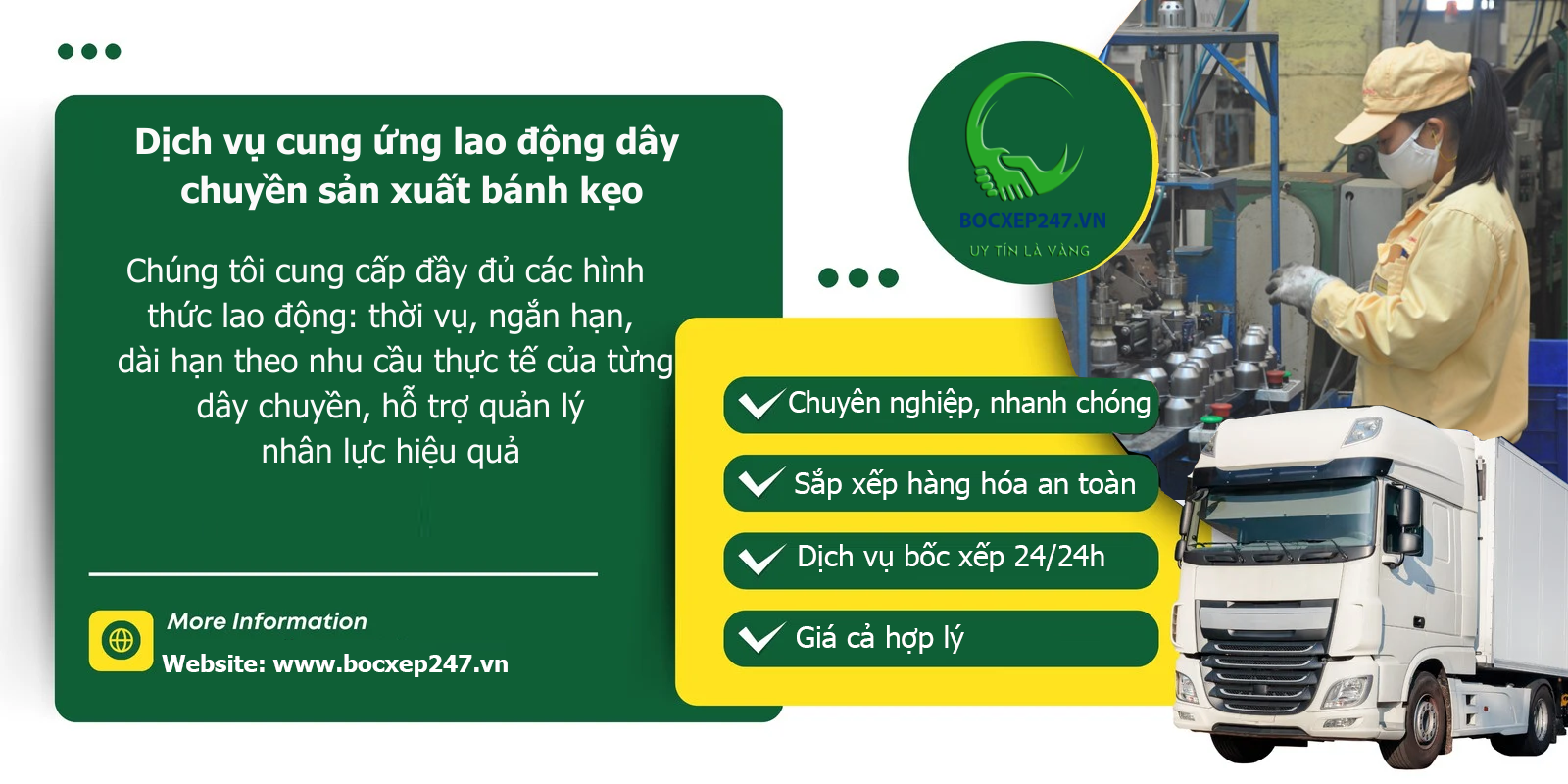 Dịch vụ cung ứng lao động dây chuyền sản xuất bánh kẹo