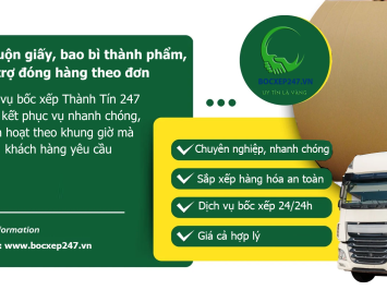 Bốc xếp cuộn giấy, bao bì thành phẩm, hỗ trợ đóng hàng theo đơn