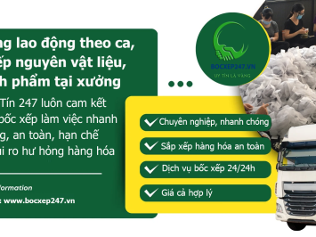 Cung ứng lao động theo ca, bốc xếp nguyên vật liệu, thành phẩm tại xưởng