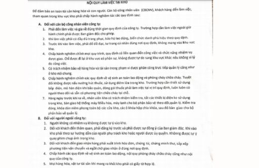 [Update] Mẫu Nội Quy Kho Hàng Cho Mọi Doanh Nghiệp