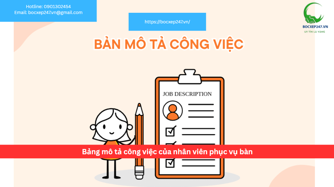 Bảng mô tả công việc của nhân viên phục vụ bàn