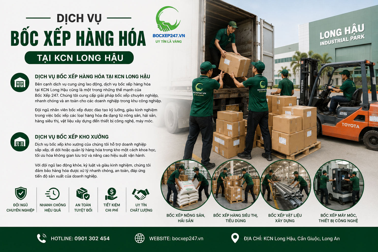 Dịch vụ bốc xếp hàng hóa tại KCN Long Hậu