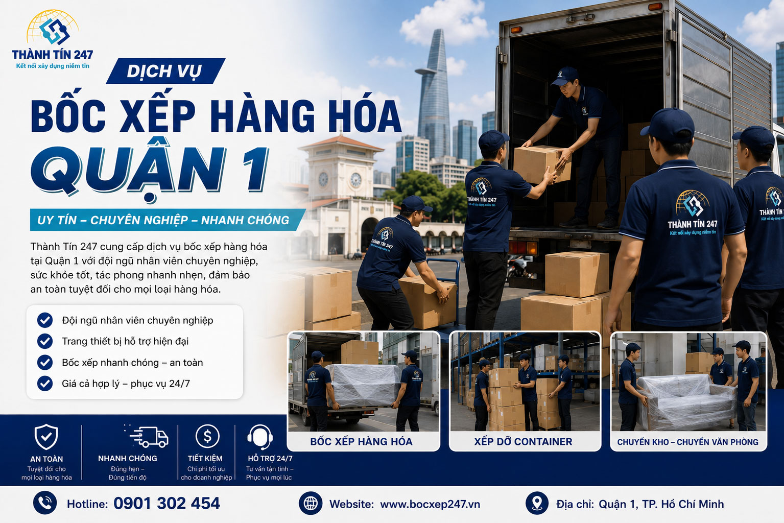 Dịch vụ bốc xếp hàng hóa quận 1 uy tín chuyên nghiệp