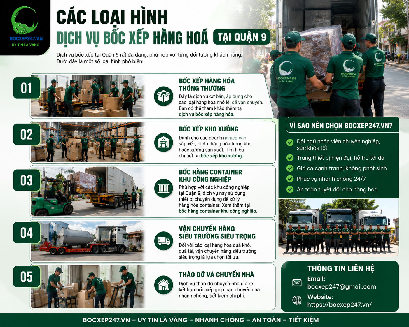Các Loại Hình Dịch Vụ Bốc Xếp Hàng Hóa Tại Quận 9