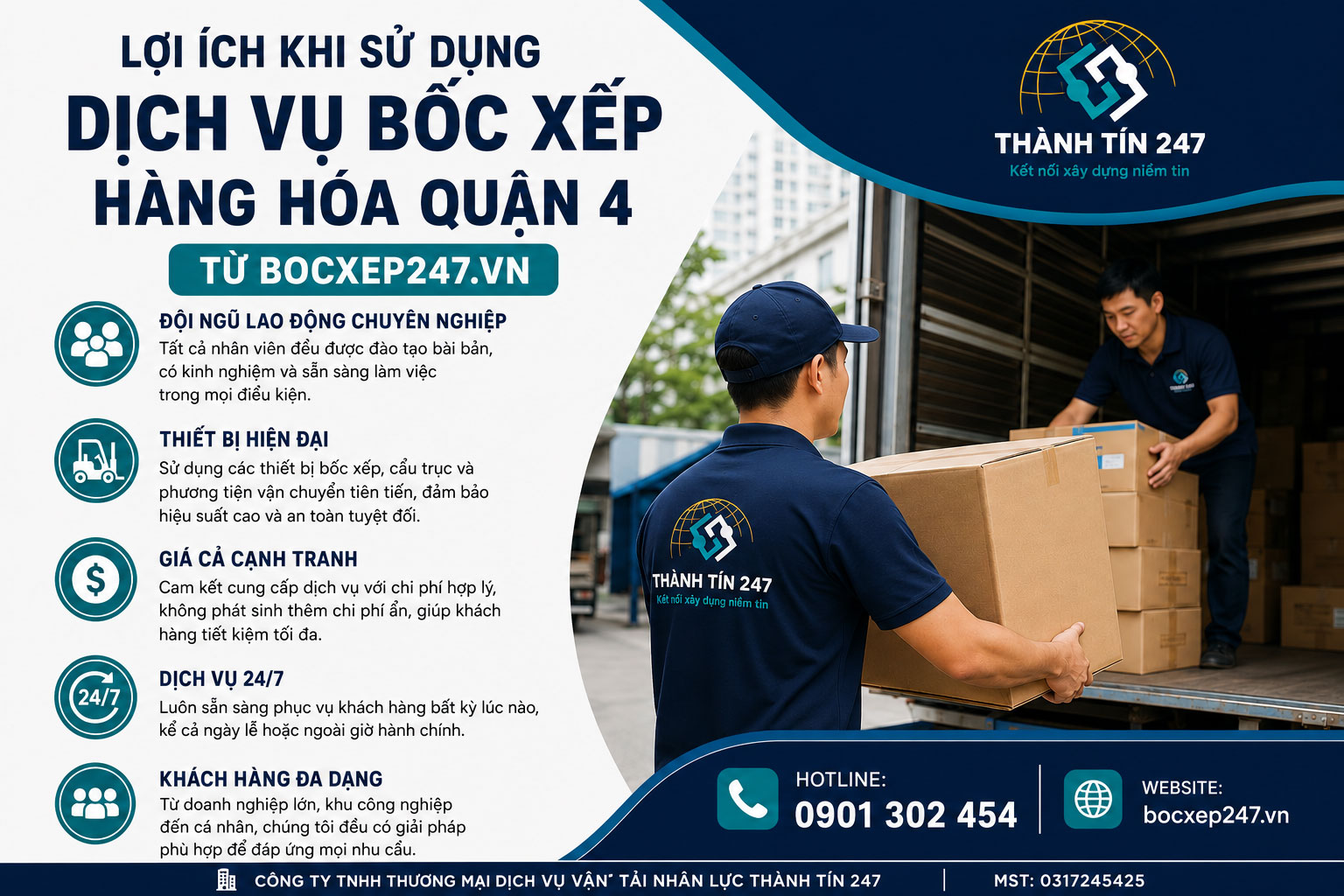 Lợi Ích Khi Sử Dụng Dịch Vụ Bốc Xếp Hàng Hóa Quận 4 Từ Bocxep247.vn