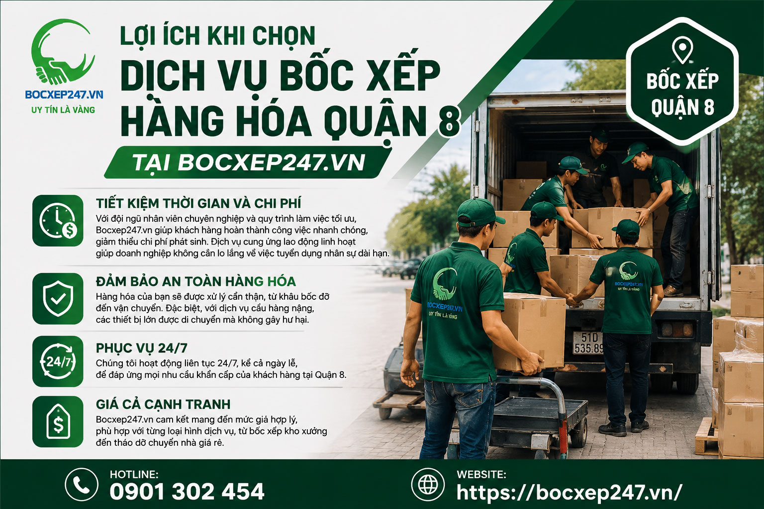 Lợi Ích Khi Chọn Dịch Vụ Bốc Xếp Hàng Hóa Quận 8 Tại Bocxep247.vn