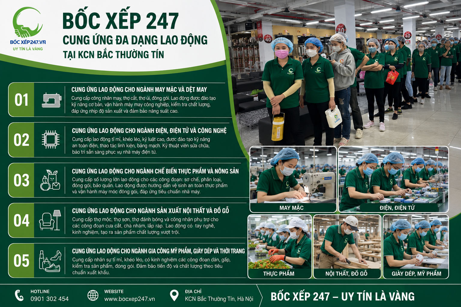Thành Tín 247 cung ứng đa dạng lao động tại KCN Bắc Thường Tín