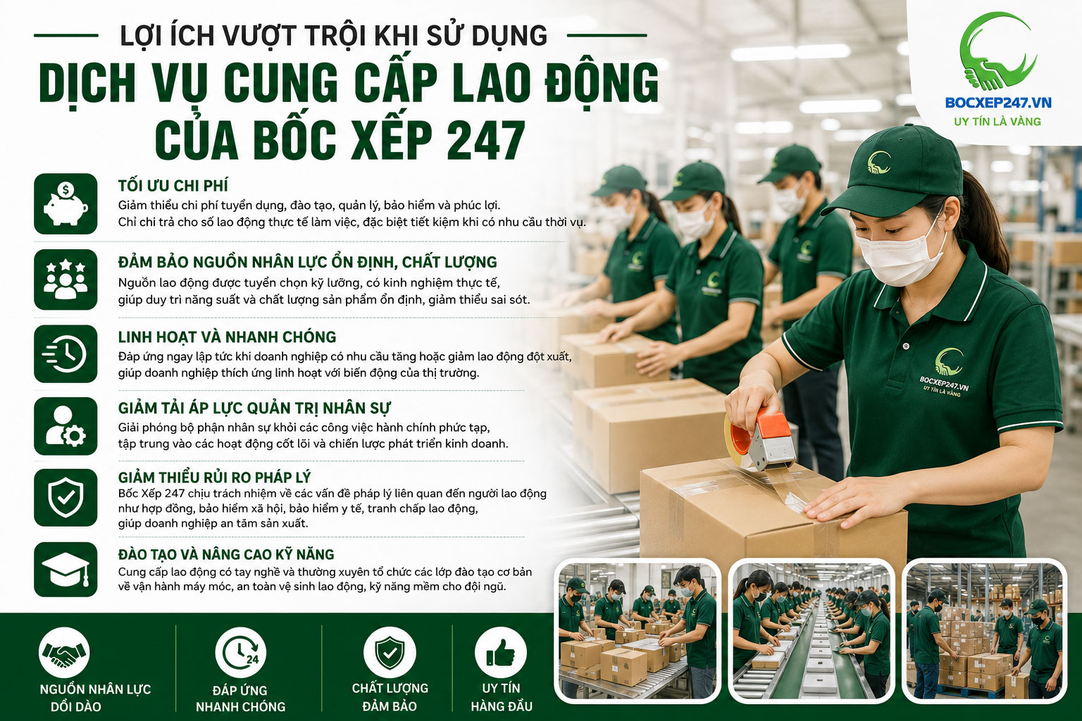 Lợi ích vượt trội khi sử dụng dịch vụ cung cấp lao động của Thành Tín 247
