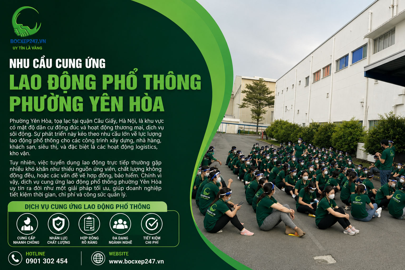 Nhu cầu cung ứng lao động phổ thông phường Yên Hòa