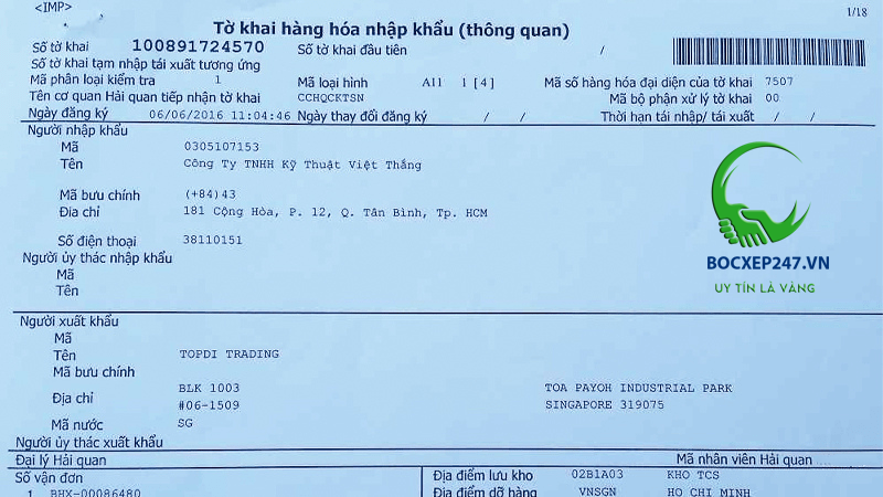 Khai tờ khai hải quan