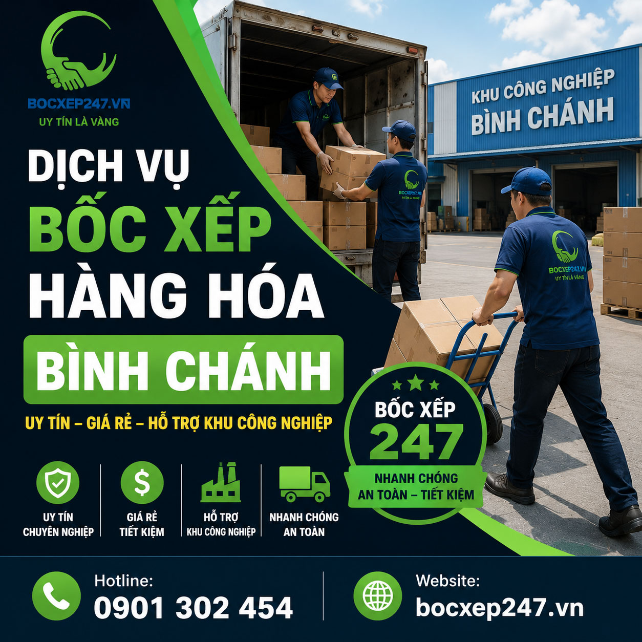 Dịch vụ bốc xếp hàng hóa Bình Chánh uy tín, giá rẻ, hỗ trợ khu công nghiệp