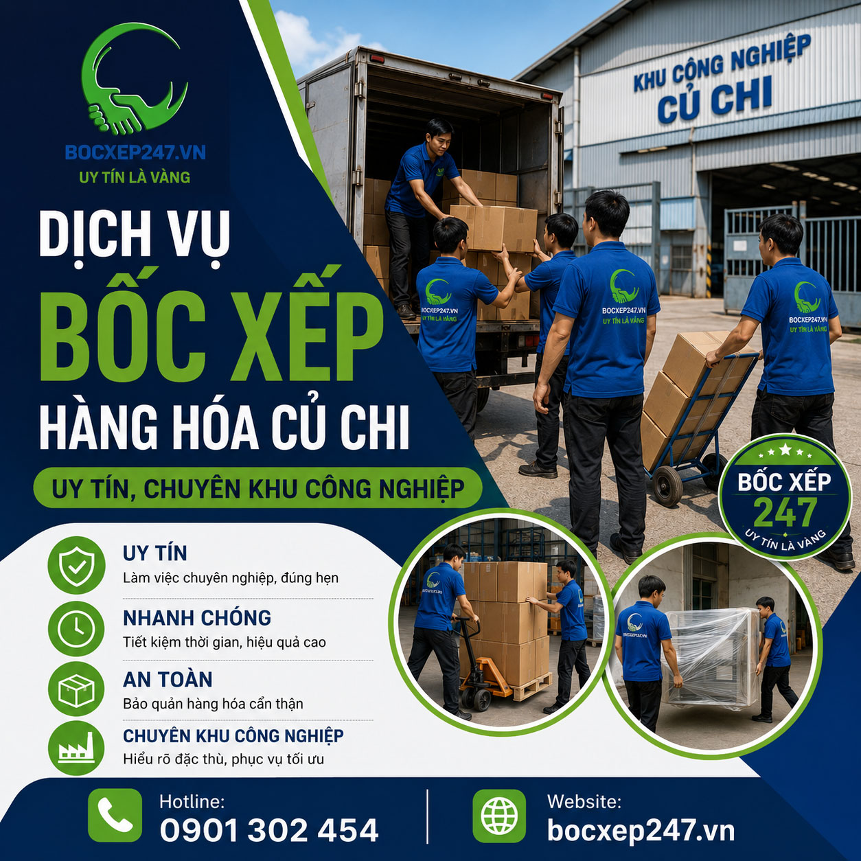 Dịch vụ bốc xếp hàng hóa Củ Chi uy tín, chuyên khu công nghiệp
