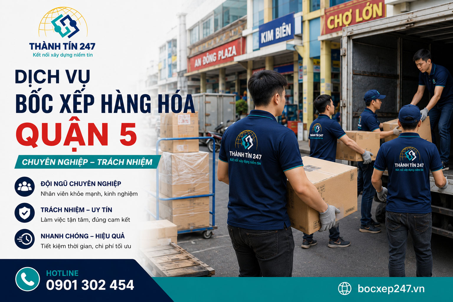 Dịch vụ bốc xếp hàng hóa quận 5 chuyên nghiệp, trách nhiệm