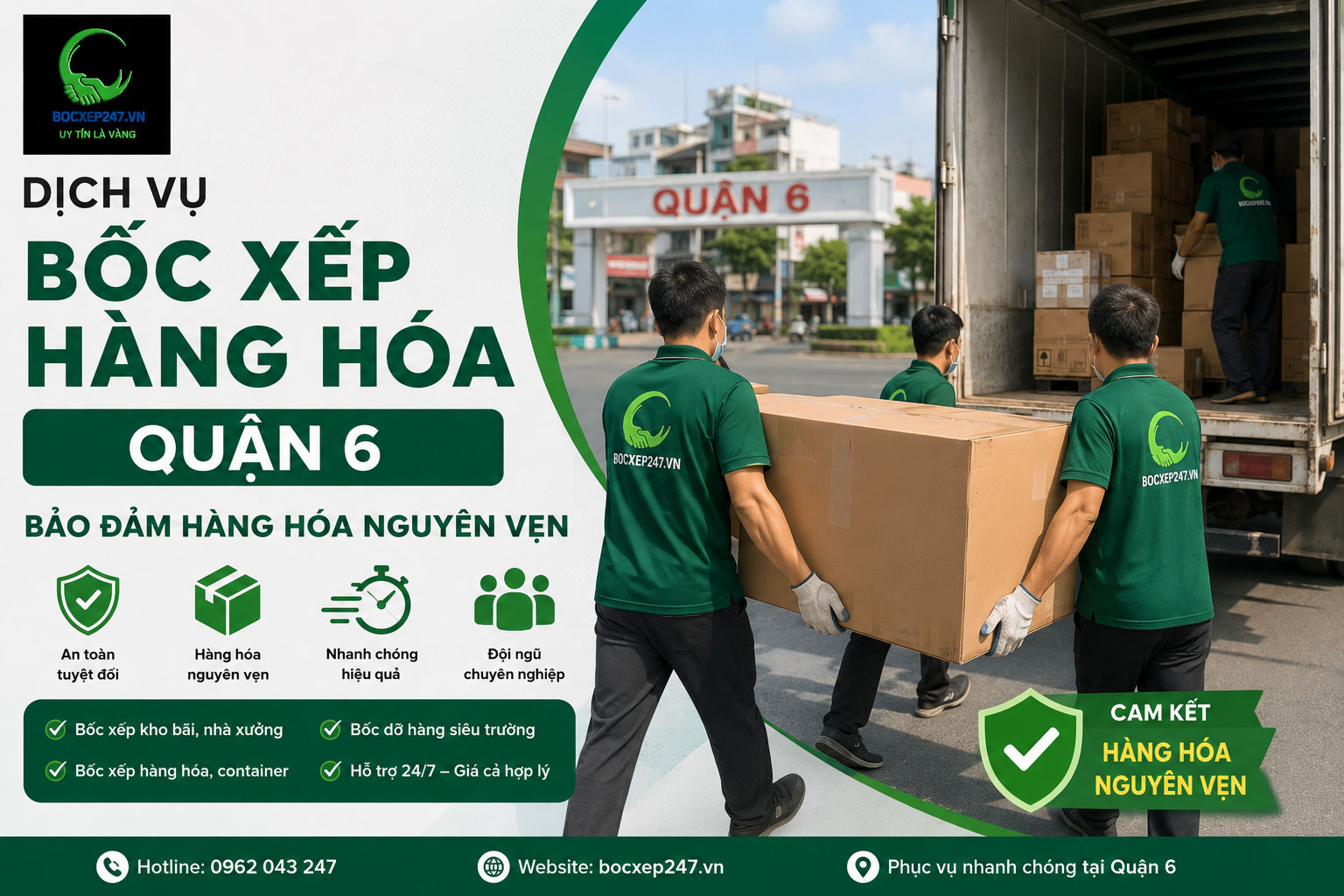 Dịch vụ bốc xếp hàng hóa quận 6 bảo đảm hàng hóa nguyên vẹn
