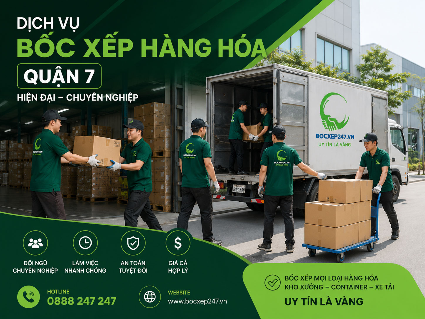Dịch vụ bốc xếp hàng hóa quận 7 hiện đại, chuyên nghiệp