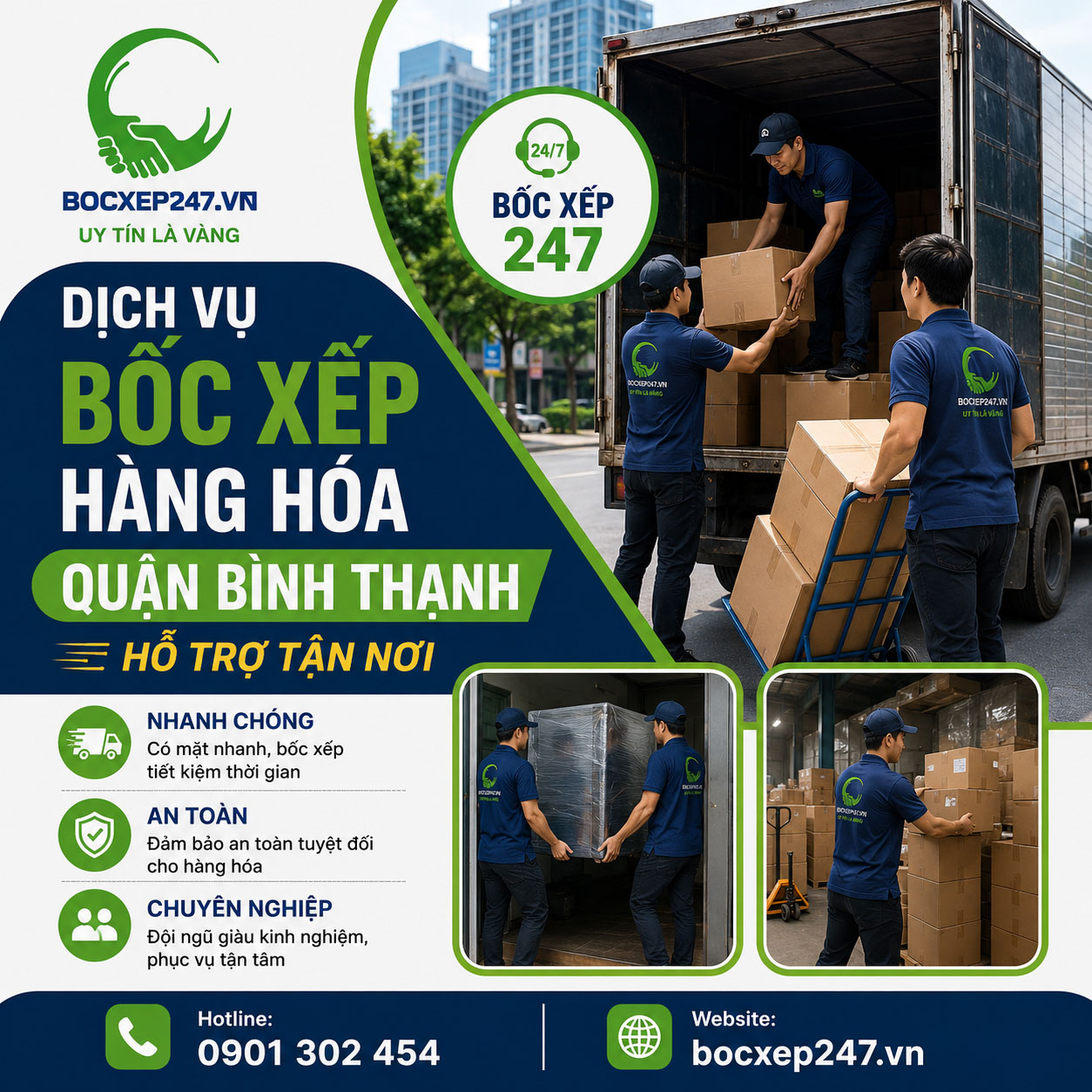 Dịch vụ bốc xếp hàng hóa quận Bình Thạnh hỗ trợ tận nơi