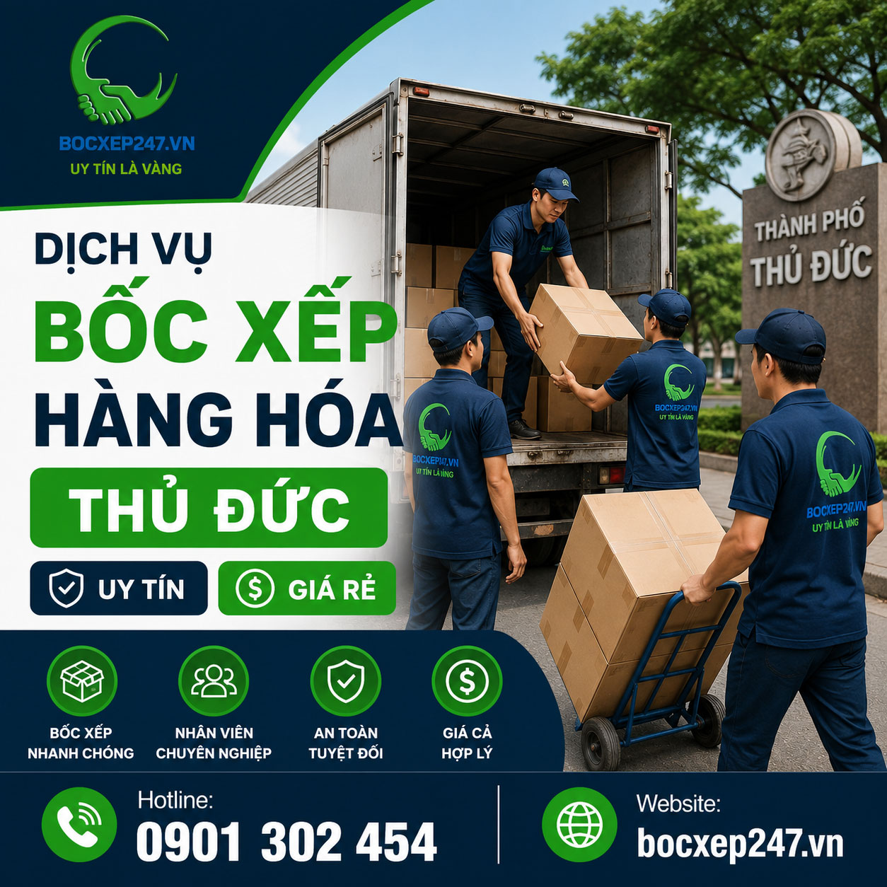 Dịch vụ bốc xếp hàng hóa Thủ Đức uy tín, giá rẻ