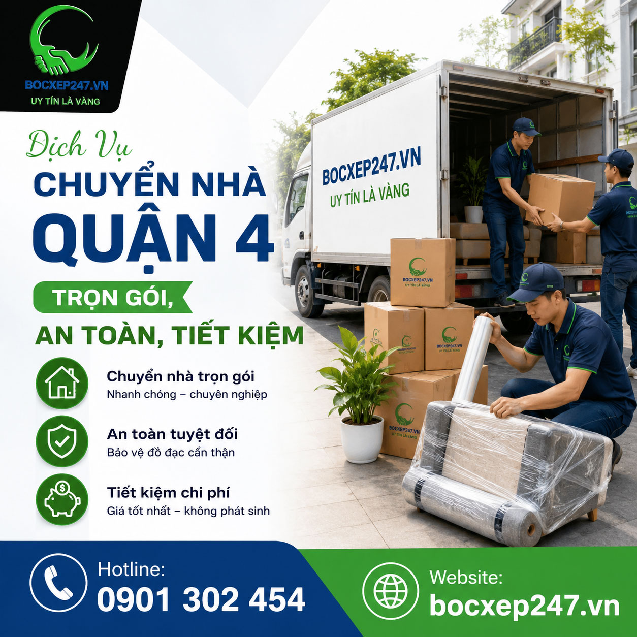 Dịch Vụ Chuyển Nhà Quận 4 Trọn Gói, An Toàn, Tiết Kiệm