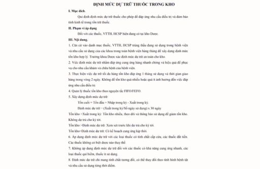 Nội quy kho lưu trữ thuốc